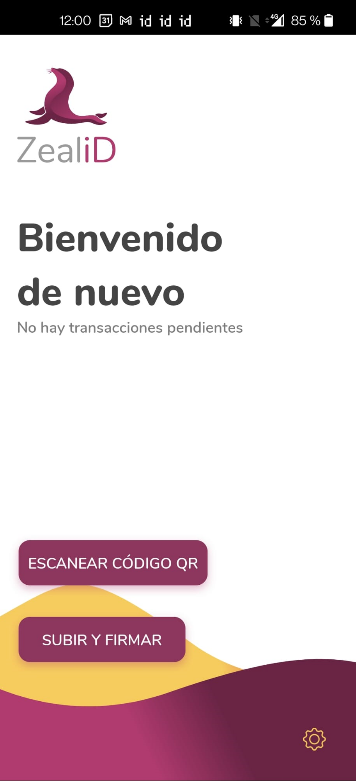 EADTrust pantalla de inicio de la app ZealiD
